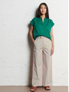The Tiny Big Sister Wide-Leg Stripe Cotton Pants - 38 / 28US